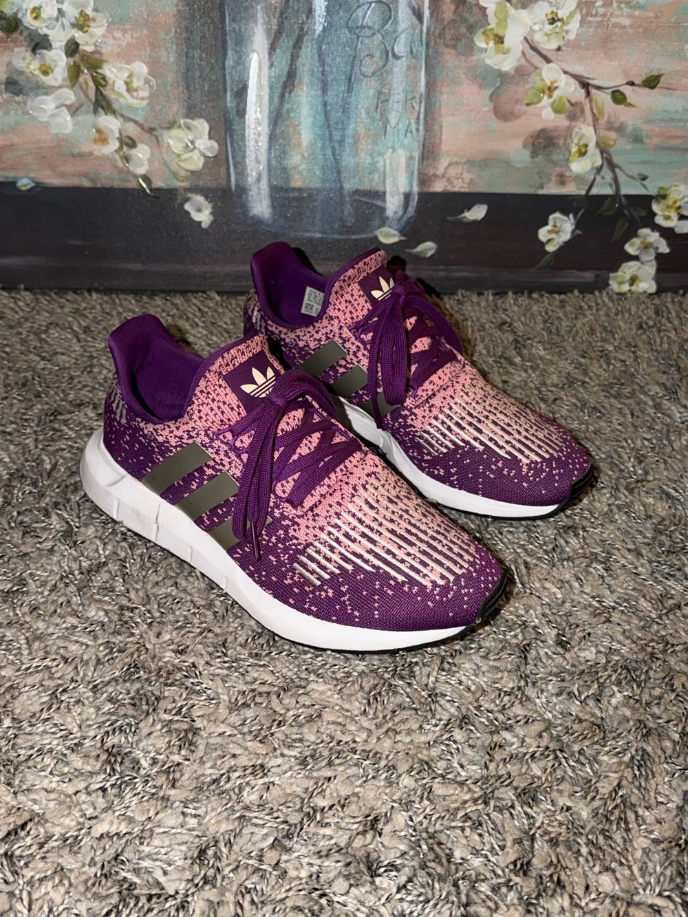 adidas Women's Purple and Pink Knit Running Shoes